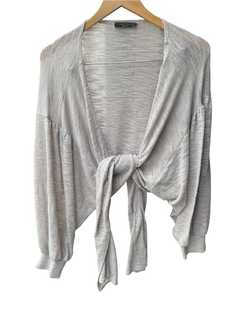Final Touch Open Cardigan Waterfall Drapey GraySweater